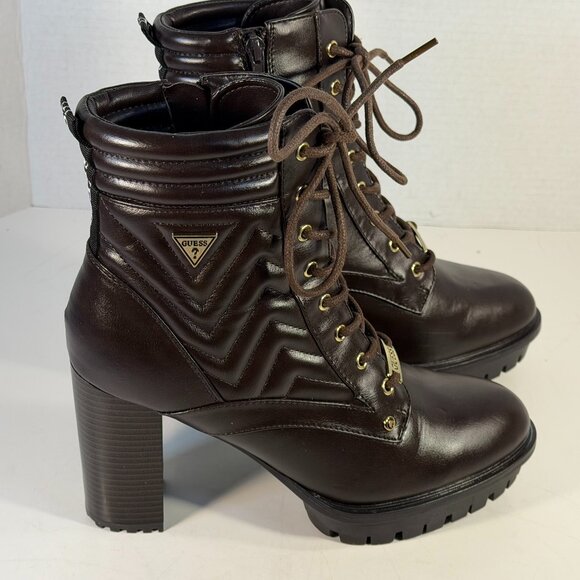 Women's size 10M brown lace-up boots by GUESS - Picture 12 of 16